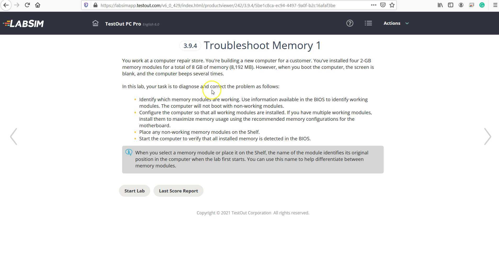 3.9.4 Troubleshoot Memory 1