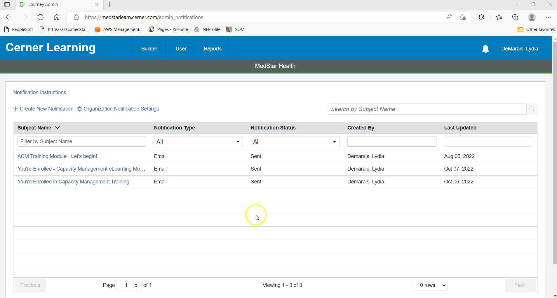 learning journey notification