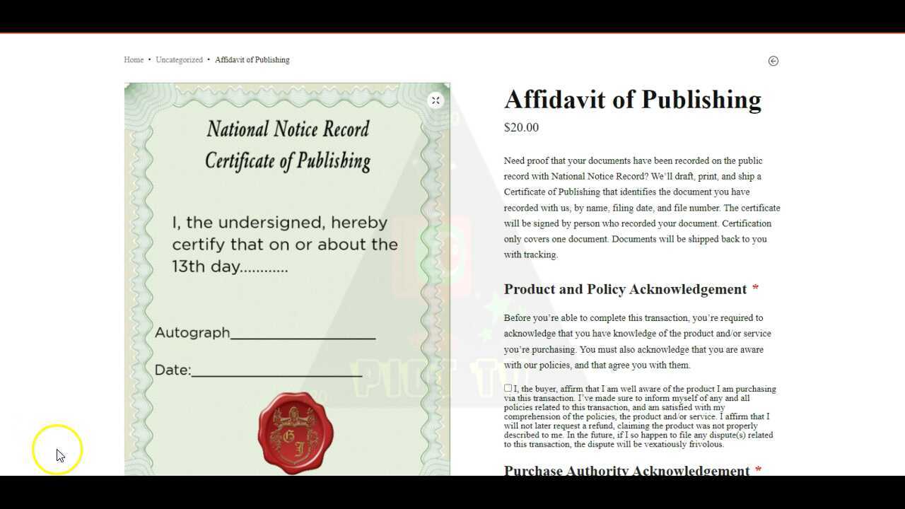 Affidavit of Publication
