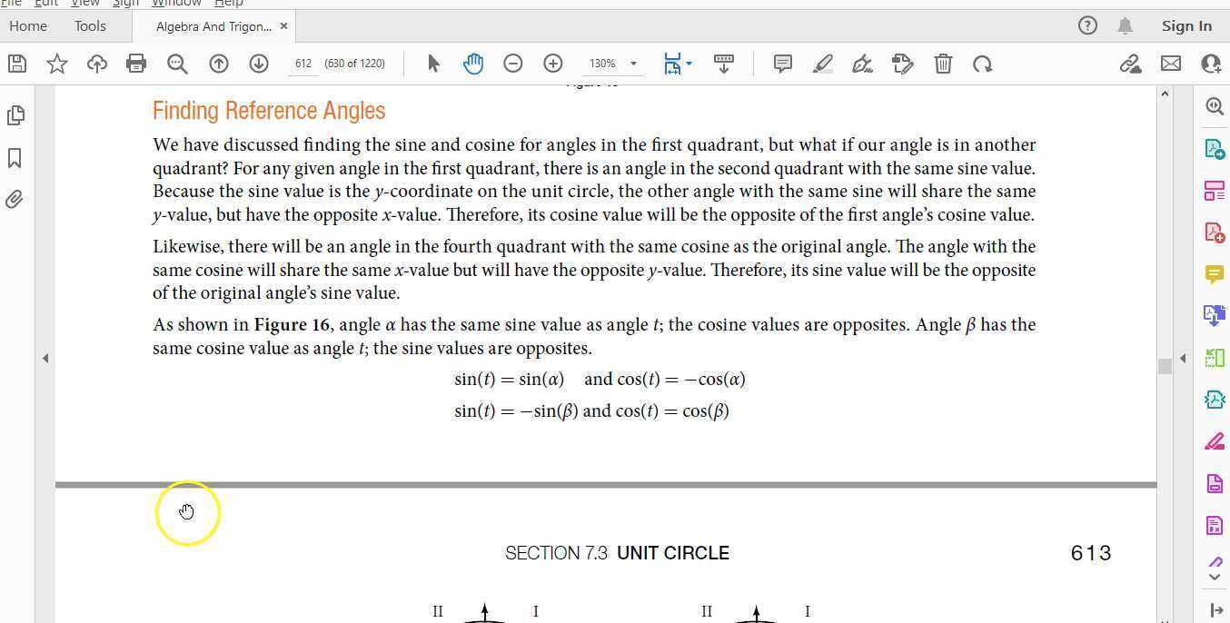 Sec. 7.3: Finding and Using Reference Angles to Evaluate the Sine and ...