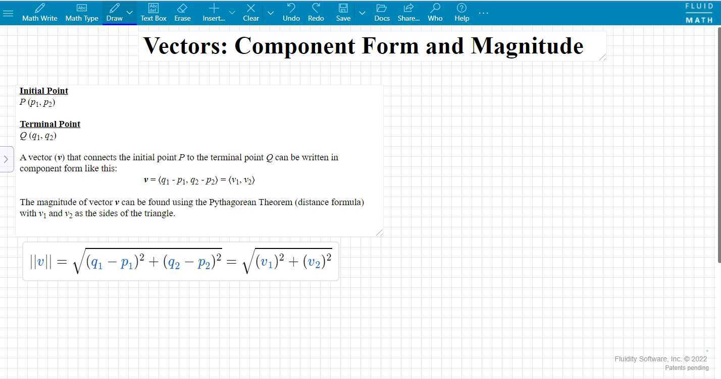 Component Form and Magnitude of a Vector