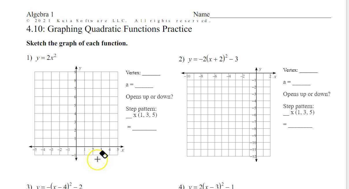 4.10 Graphing Quadratics Practice