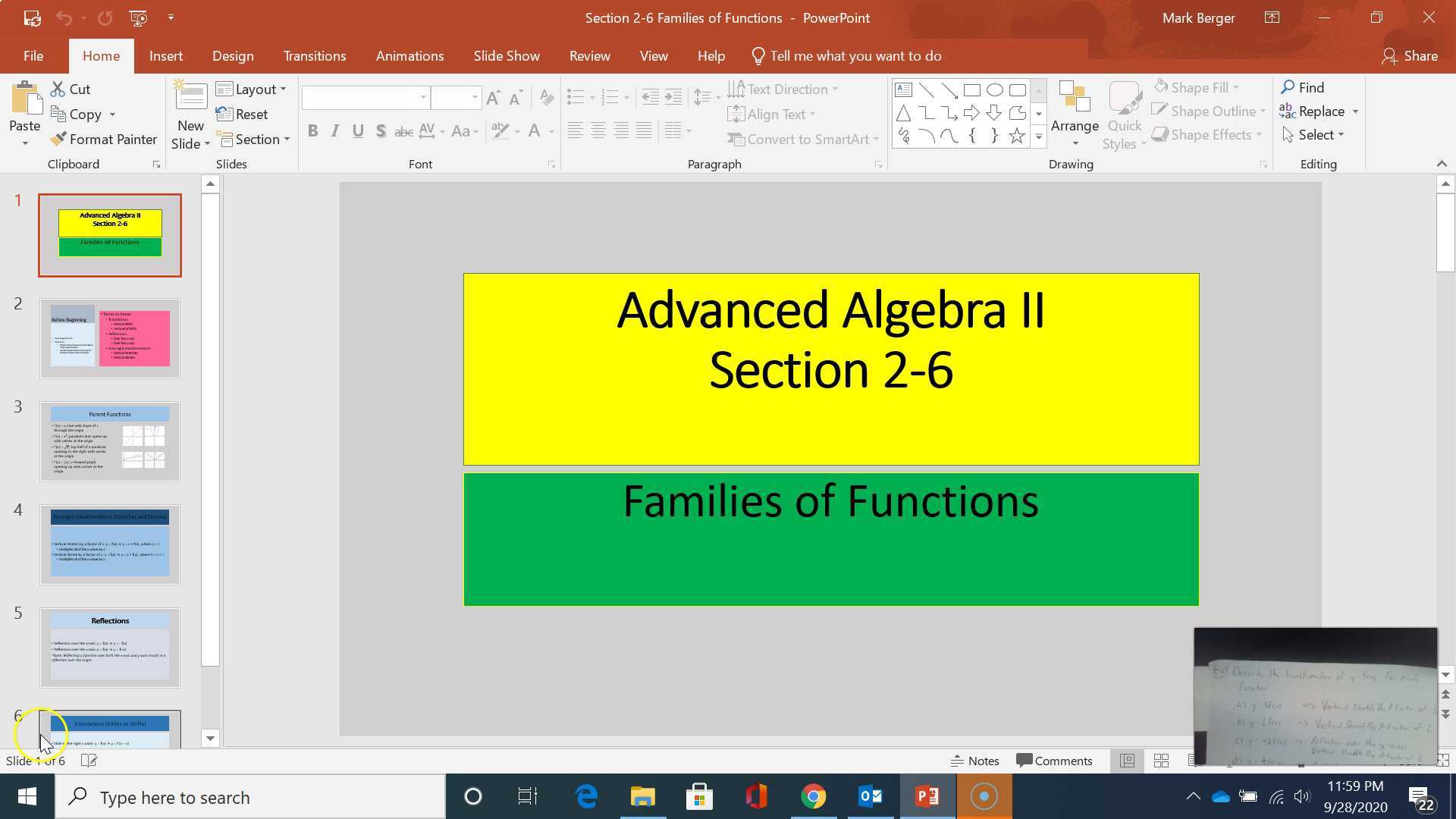 Section 2-6 Families of Functions