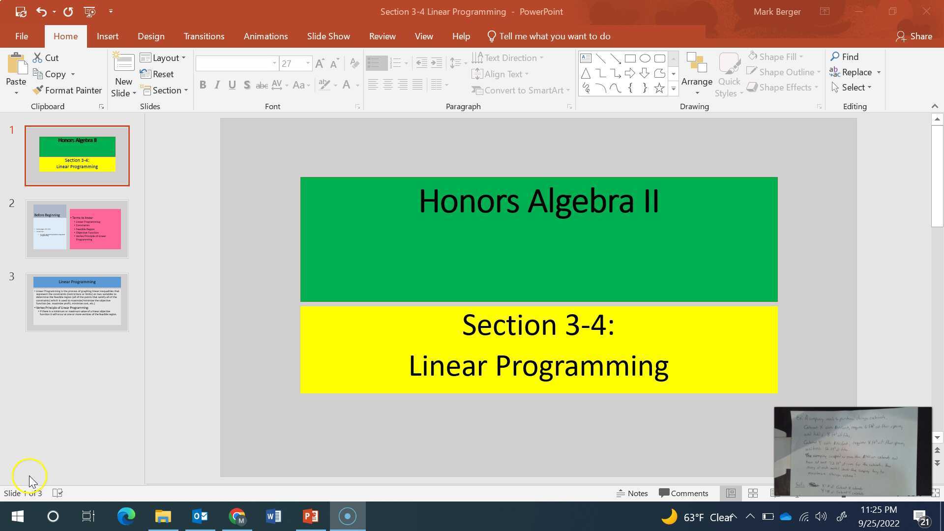 Section 3-4 Linear Programming
