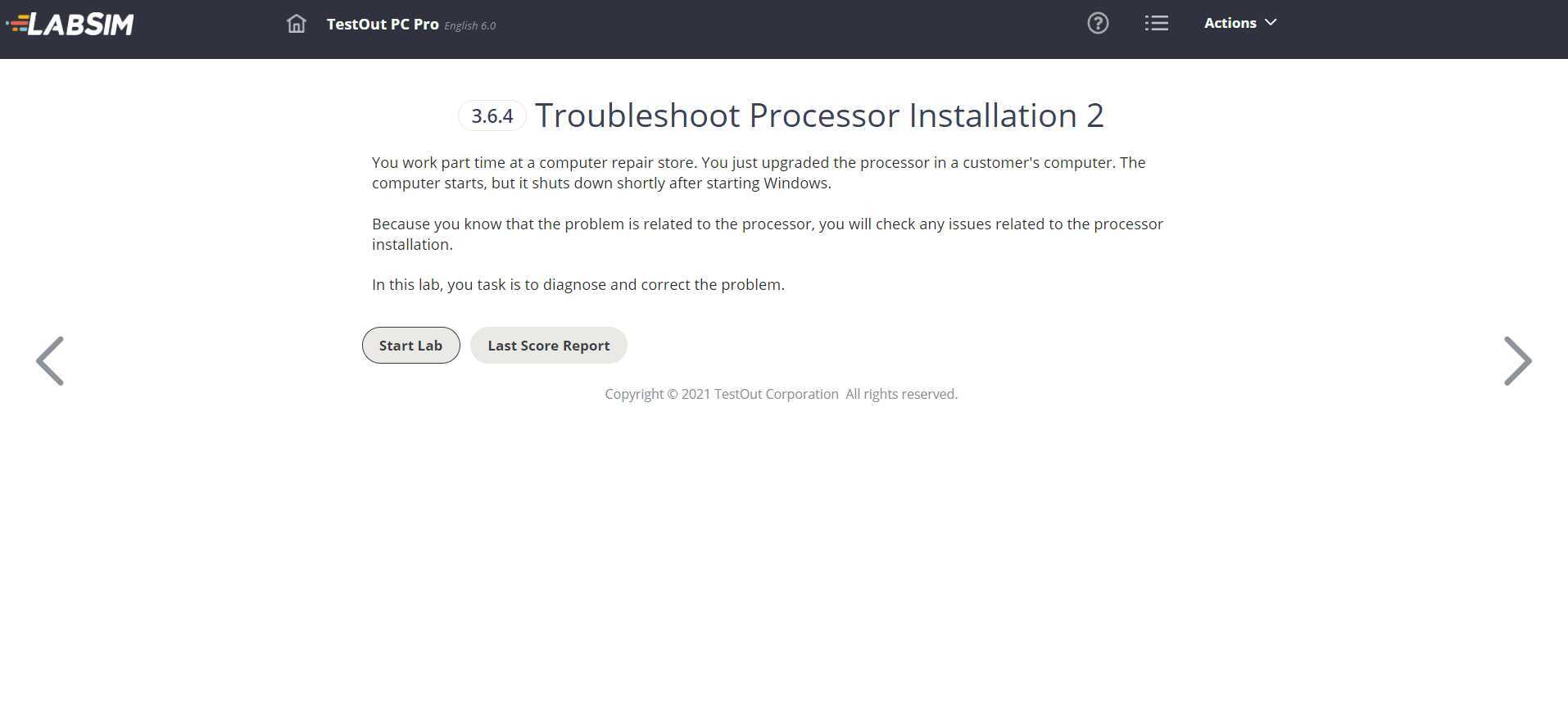 PC Pro Lab 03.06.04 Troubleshoot Processor Installation 2