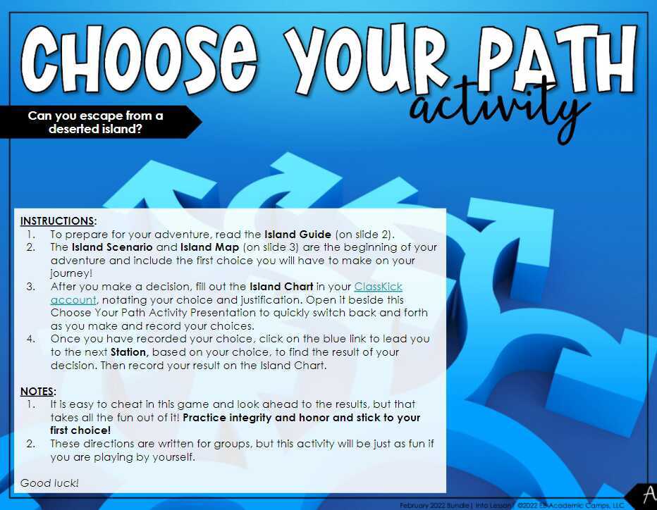 Choose Your Path Activity Instructions