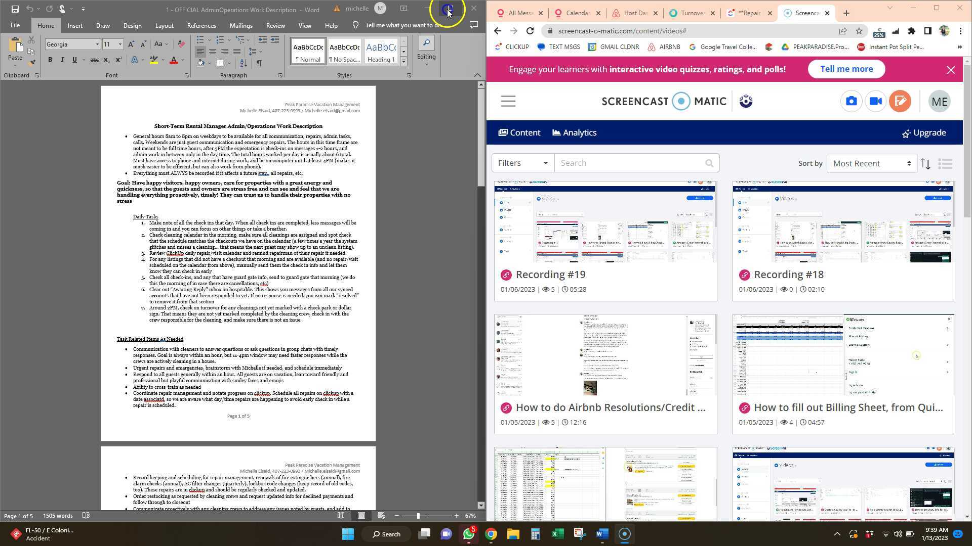 Admin/Operations Role, Morning Process 1 of 2