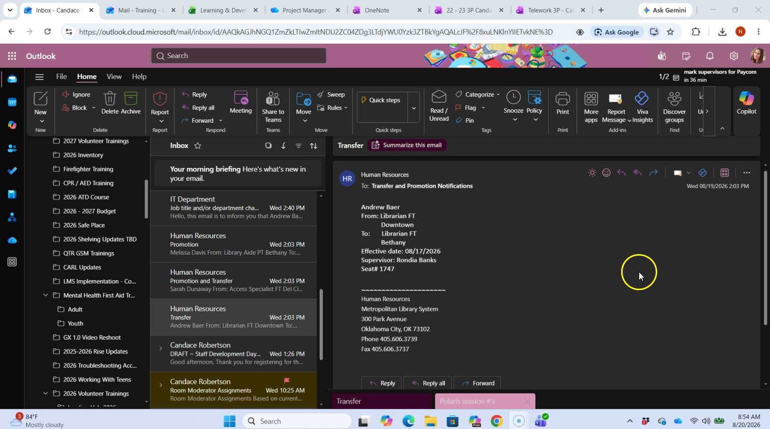 How to Update Promotions and Transfers in MetroU_L&D