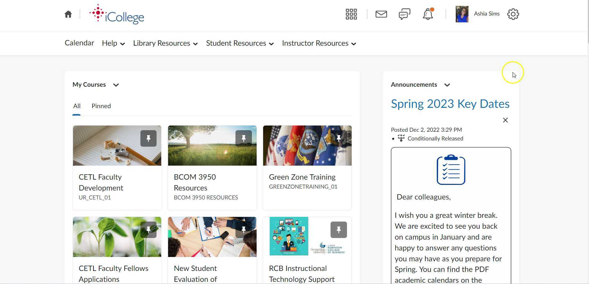 How to Change iCollege Course Start Date