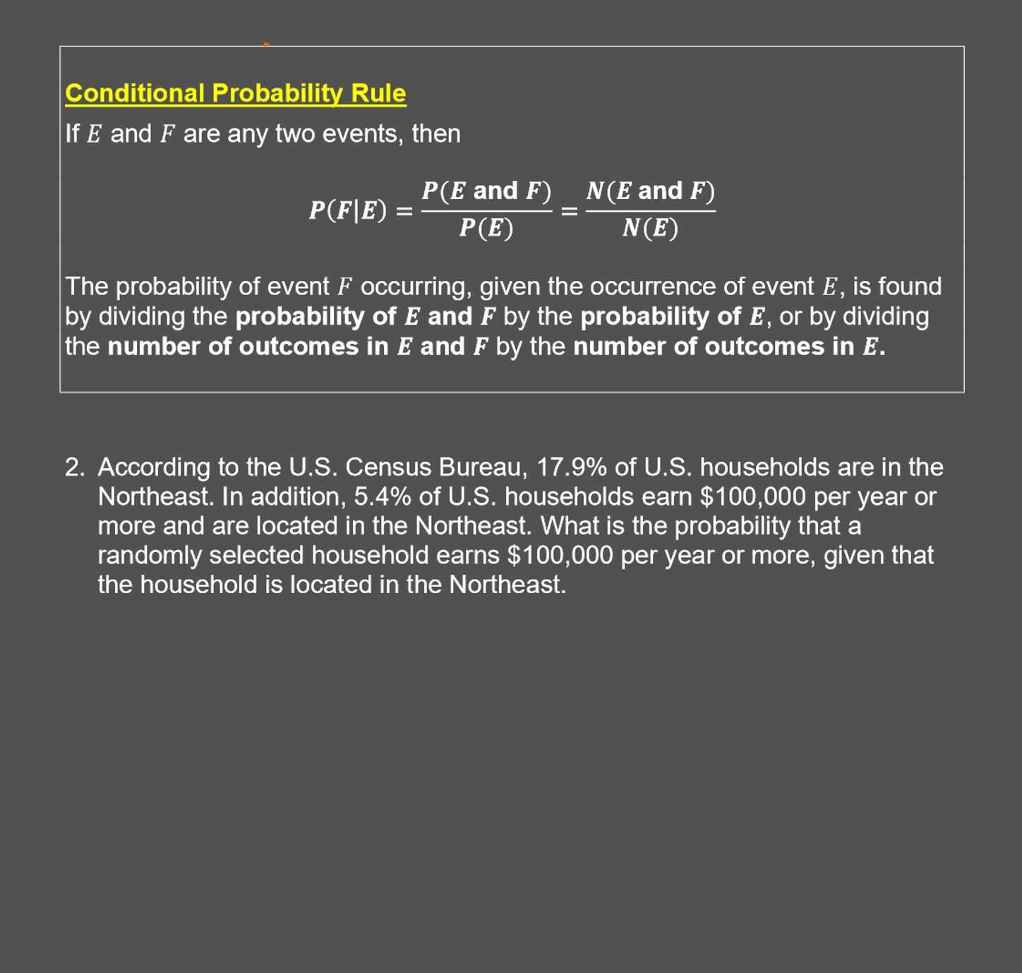 Conditional Pobability Rule