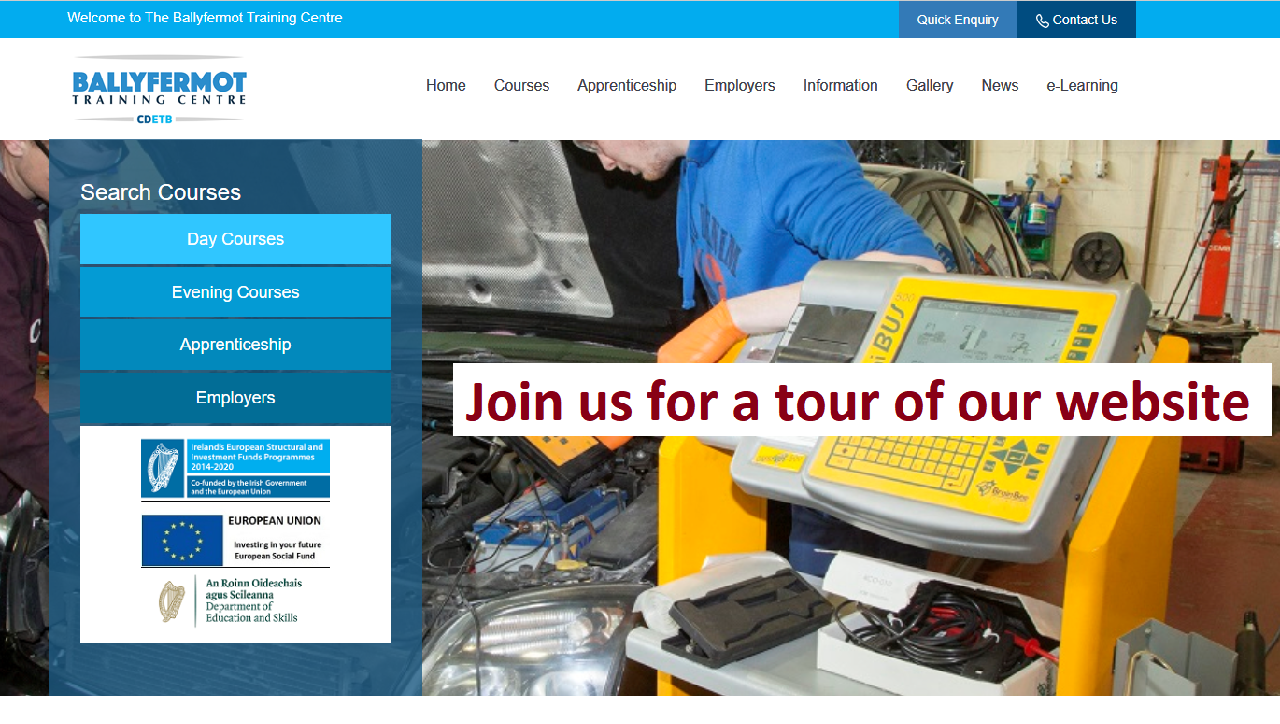 A tour of Ballyfermot Training Centre's website