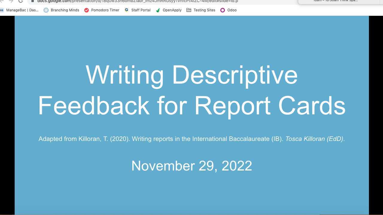 Writing Descriptive Comments for Term Reports