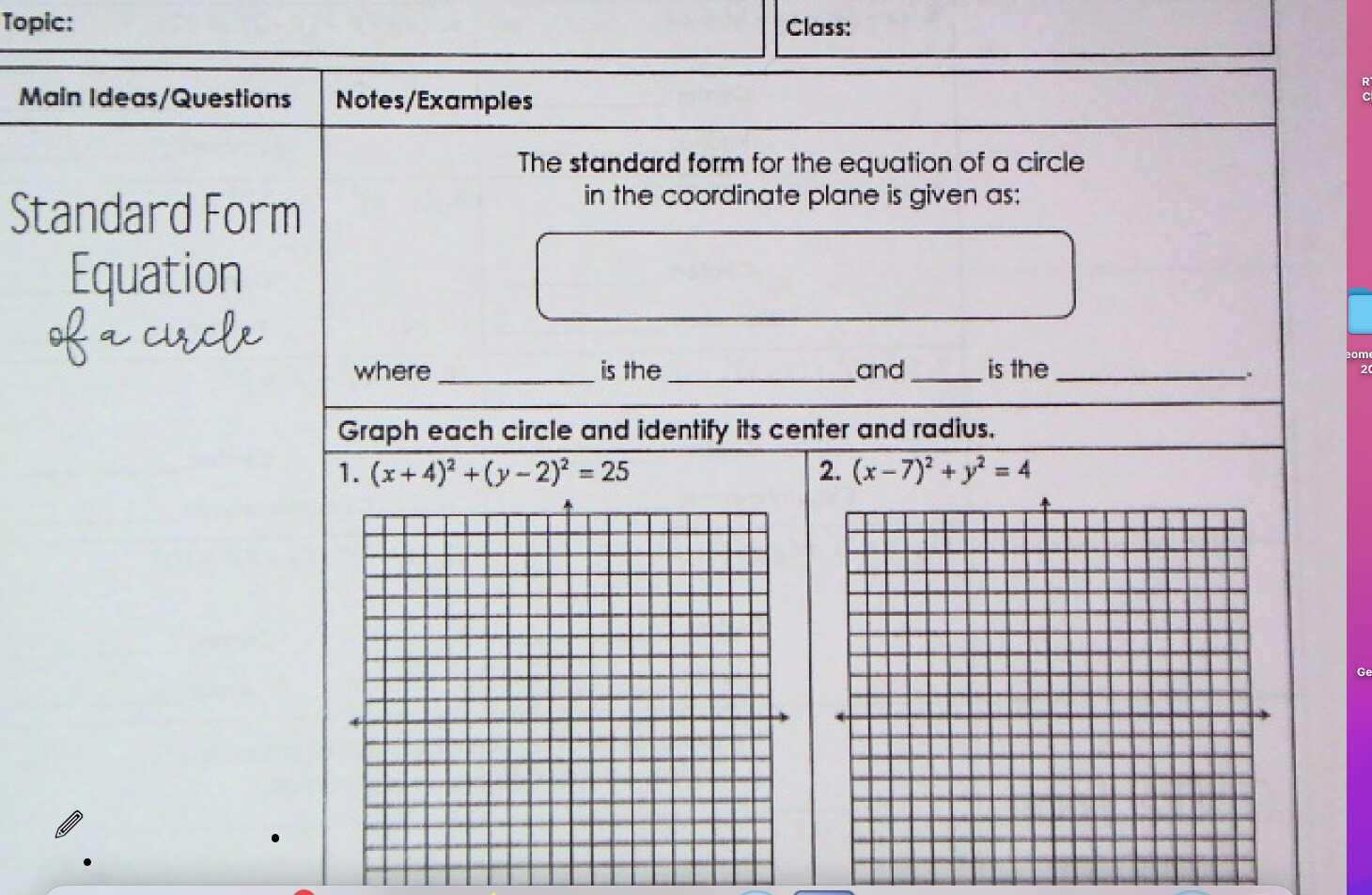 What Is The Standard Form Equation For A Circle