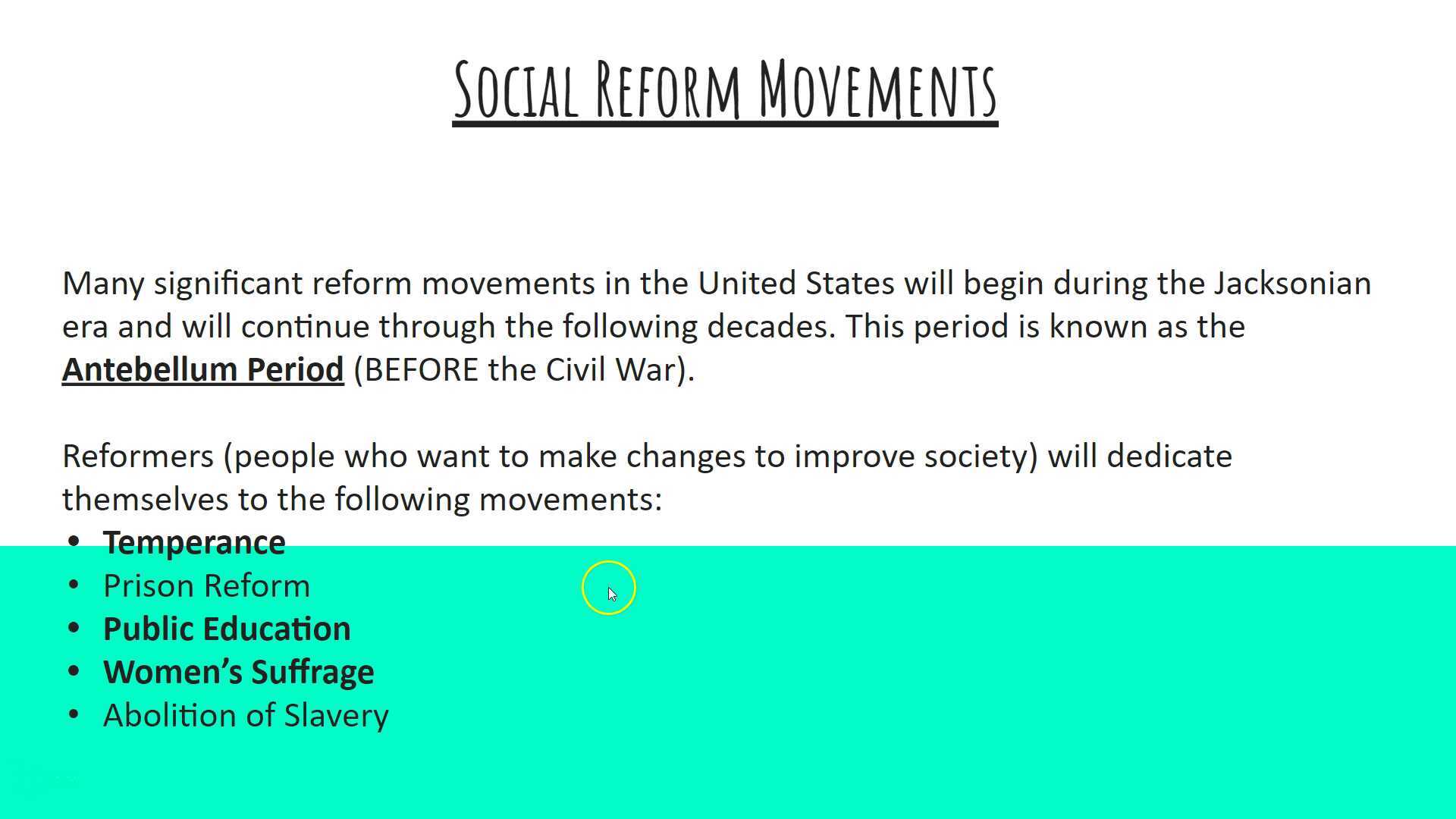 Reform Movements Lesson