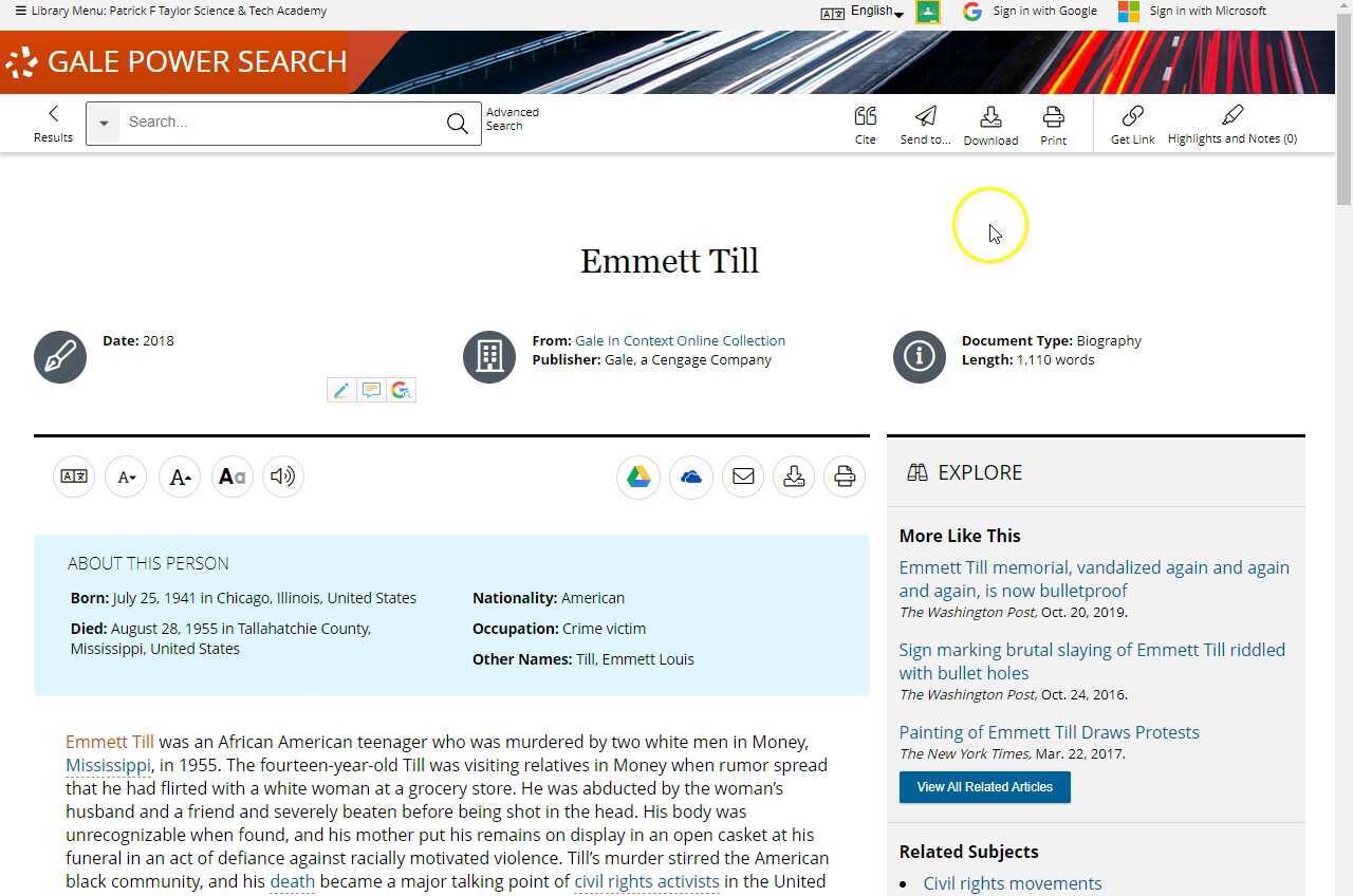 Use Quick Cite to cite Gale in Noodle Tools 2021