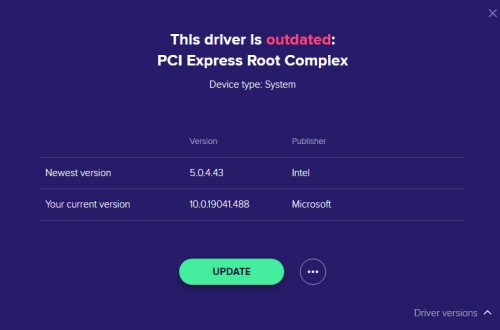 pci express root complex update driver