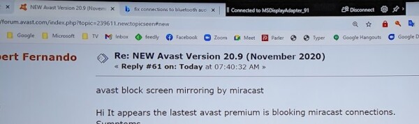 avast firewall settings that keep pc from mirrorcast tv