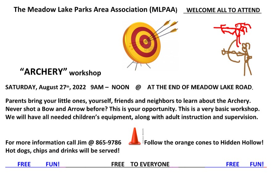 Snip fw mlpaa archery workshop august 27th 9am noon flyer