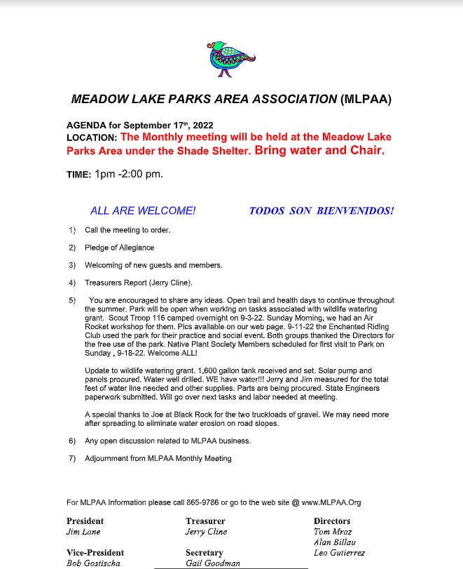 Snip mlpaa monthly meeting agenda saturday september 17th 2022 1pm