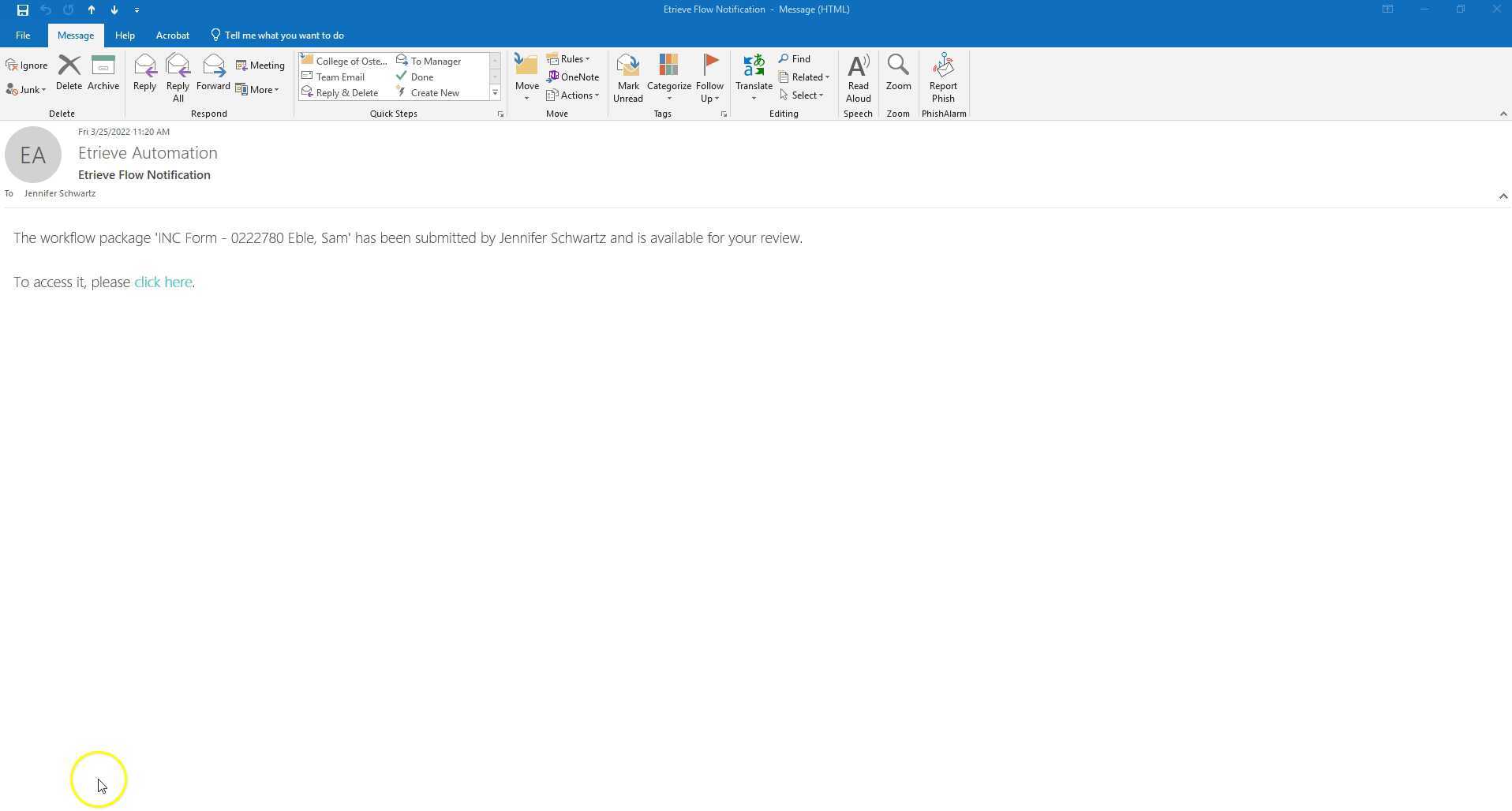 email and instructor actions