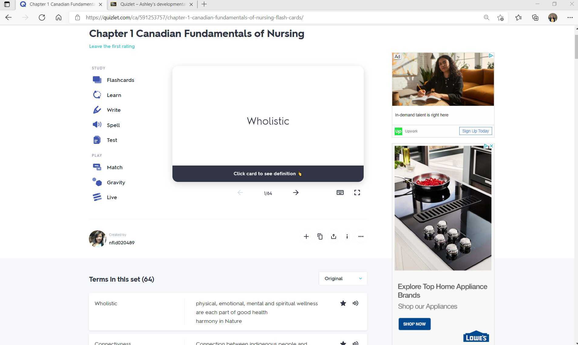 Embedding a Quizlet study set into Blackboard