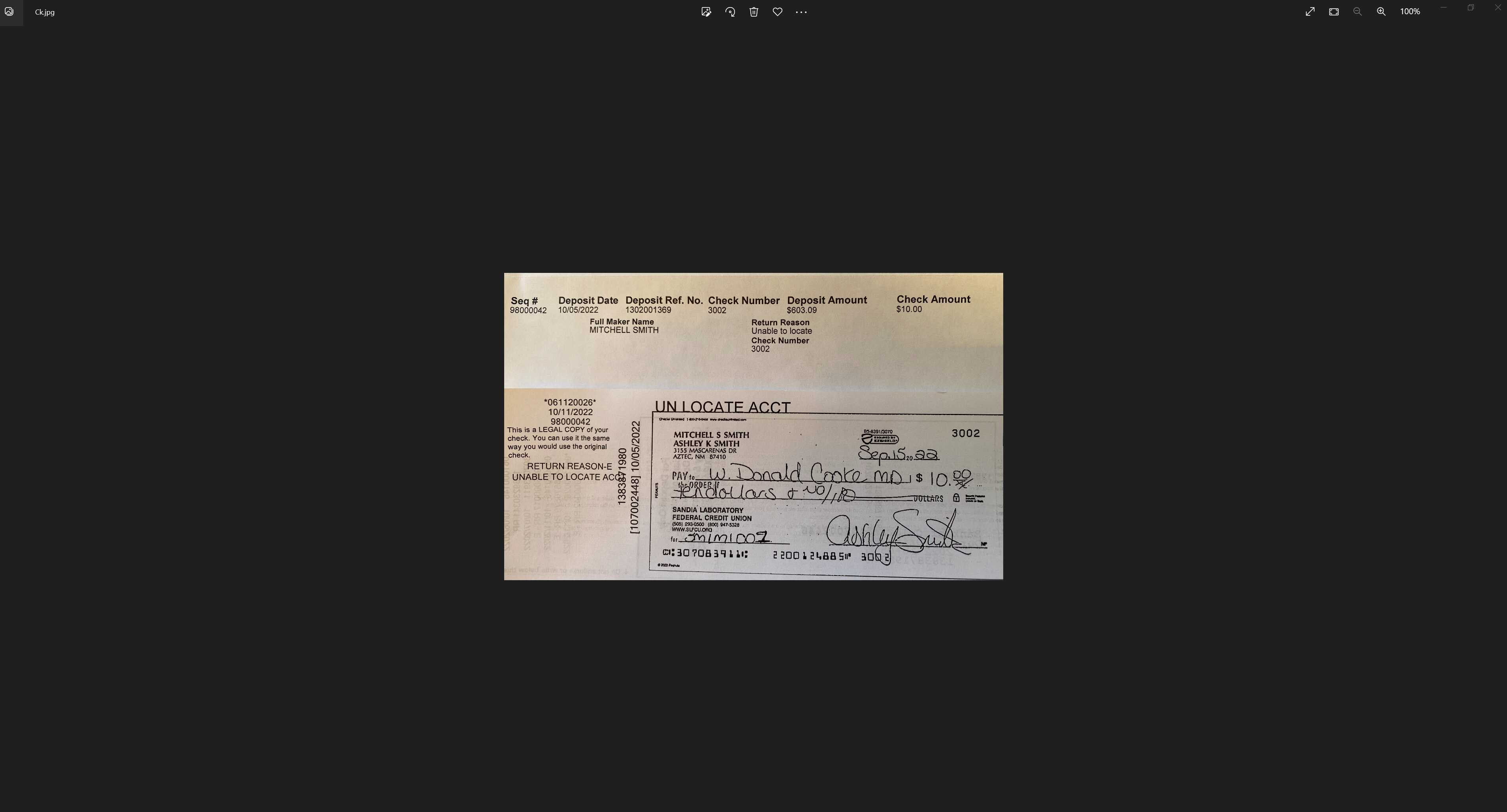 At returned check