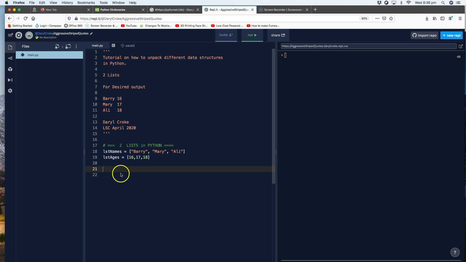 2 Lists Unpack and format in Python