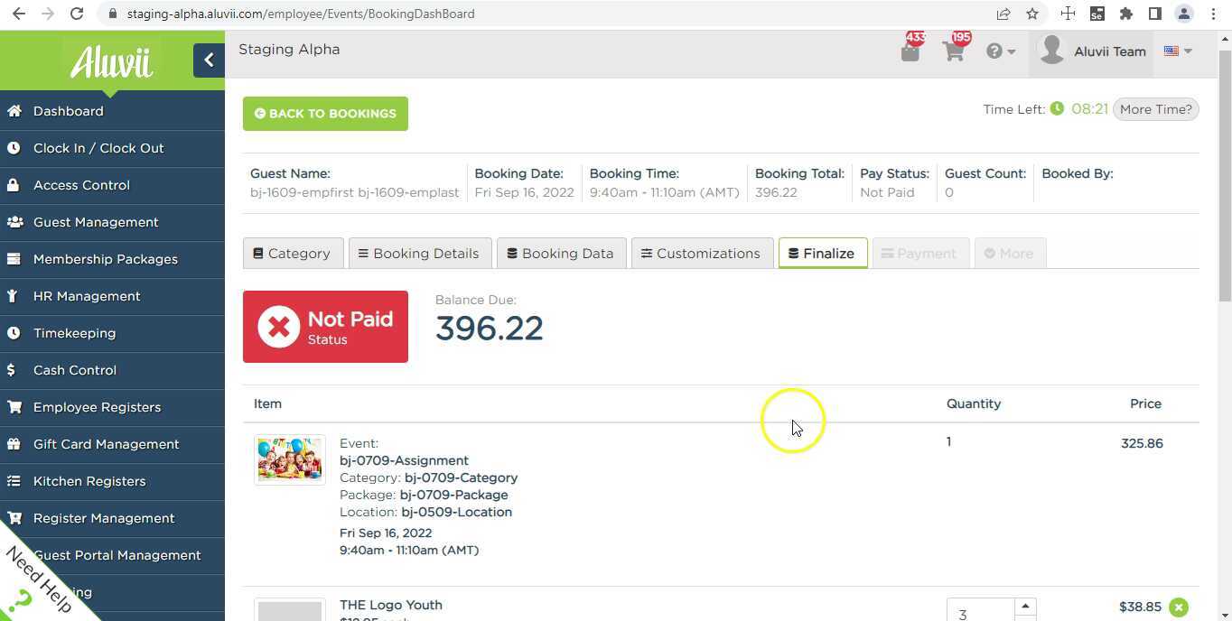 Bookings > Refunding payment done with tax exempt and again making