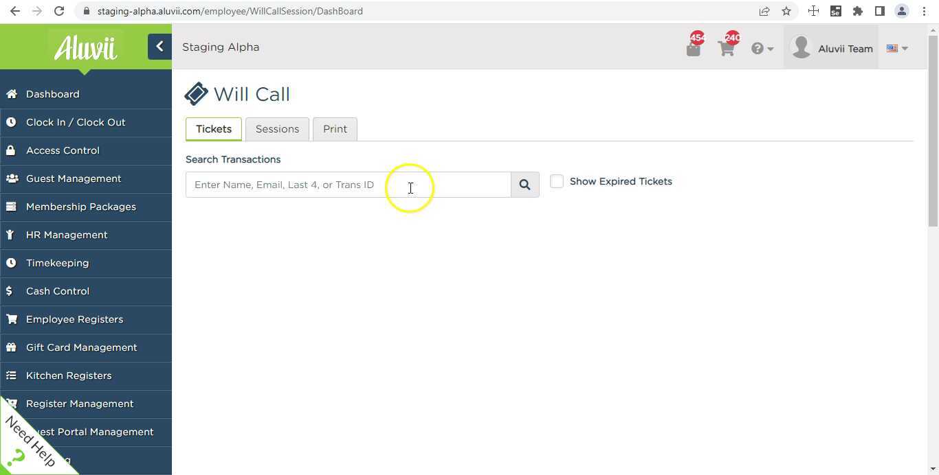 Will Call > Tickets > Multiple times clicking on transaction