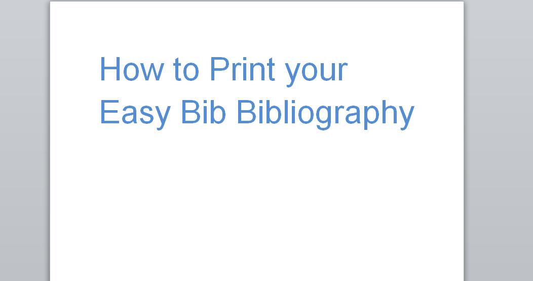 bibliography print