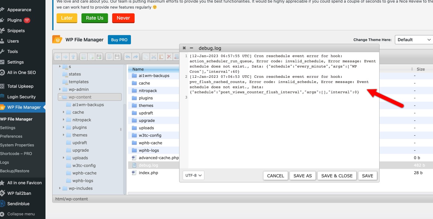 Snip - WP File Manager ‹ Blue Notary — WordPress