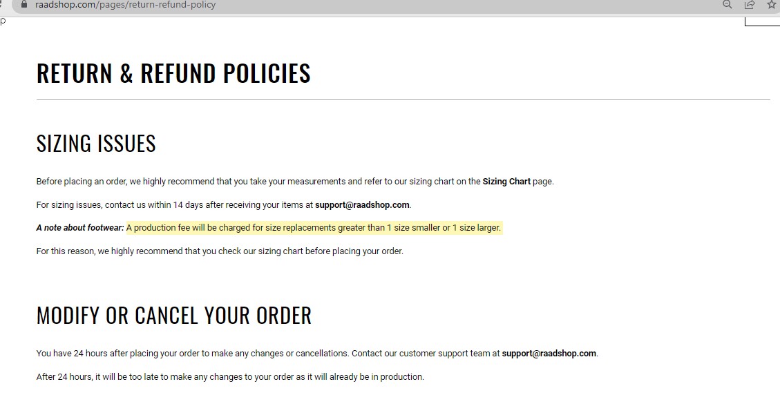 Snip Return & Refund Policies Raad Shop Google Chrome (66)