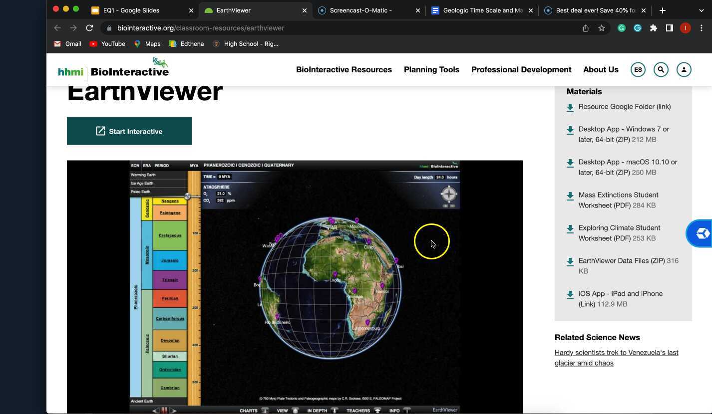 Earthwatch Computer Program Geologic Time Scale Earthviewer Instructions