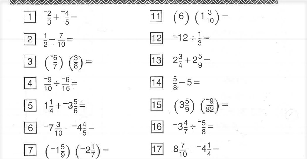All Operations With Rational Numbers Worksheet
