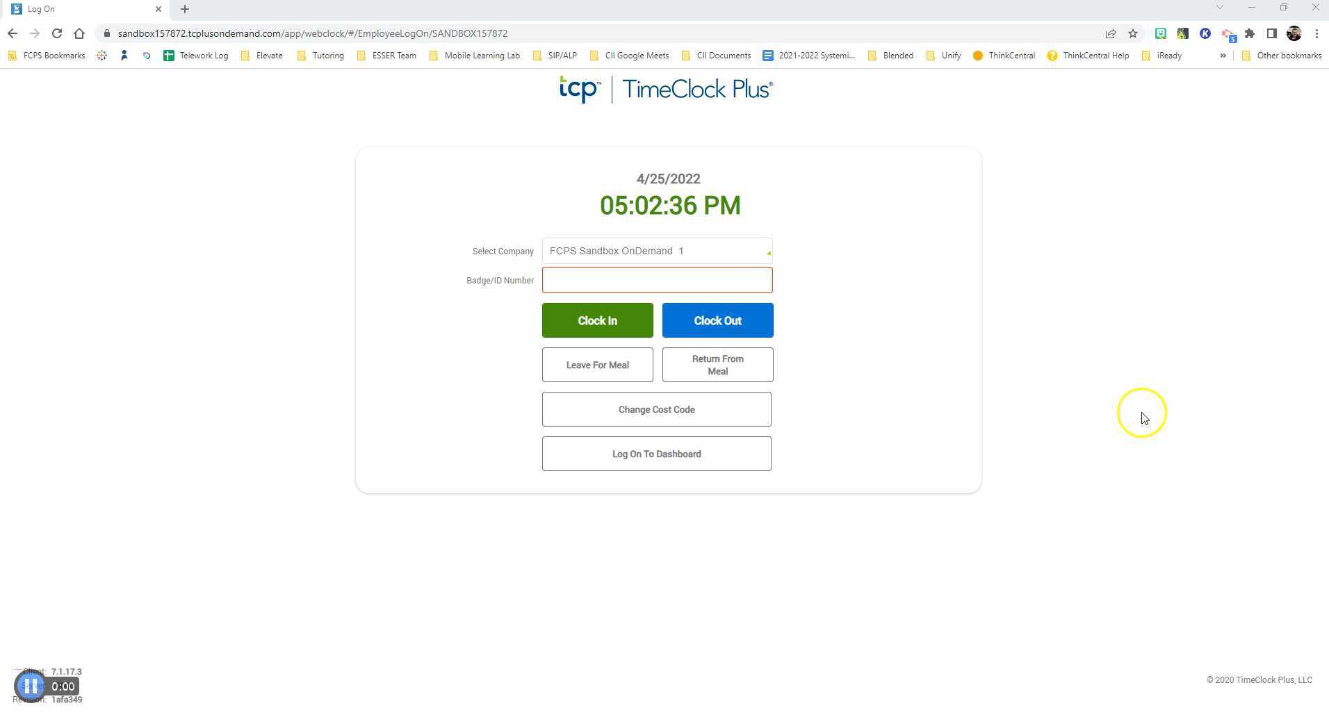 Clocking in with TCP Webclock