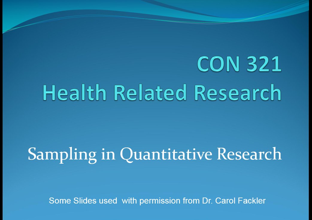 Sampling In Quantitative Research