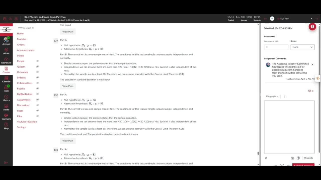 "Reading" the code of an exam submission