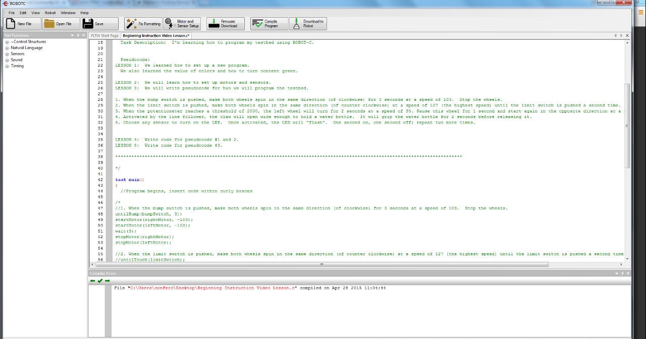 pltw line follower code
