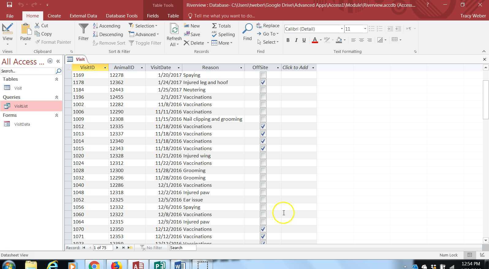 Advanced Computer Applications Access Module 1 Creating a Simple Report