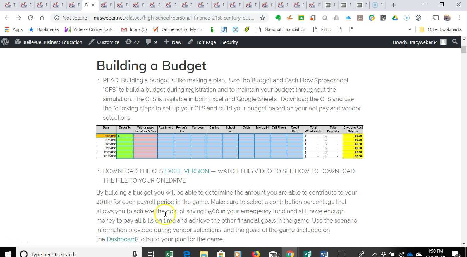 Cfs Excel Personal Finance CFS Download & Working on it in Excel Online