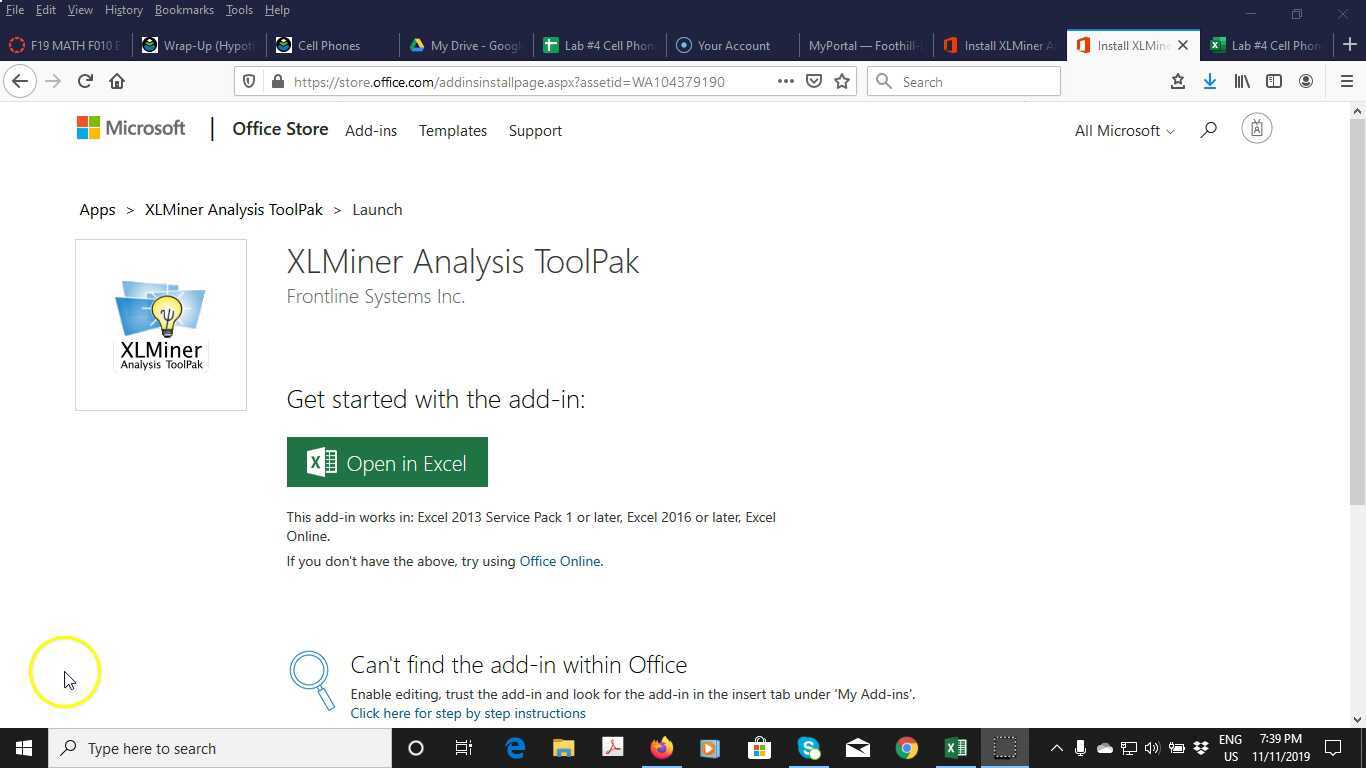 xlminer analysis toolpak how to get p value