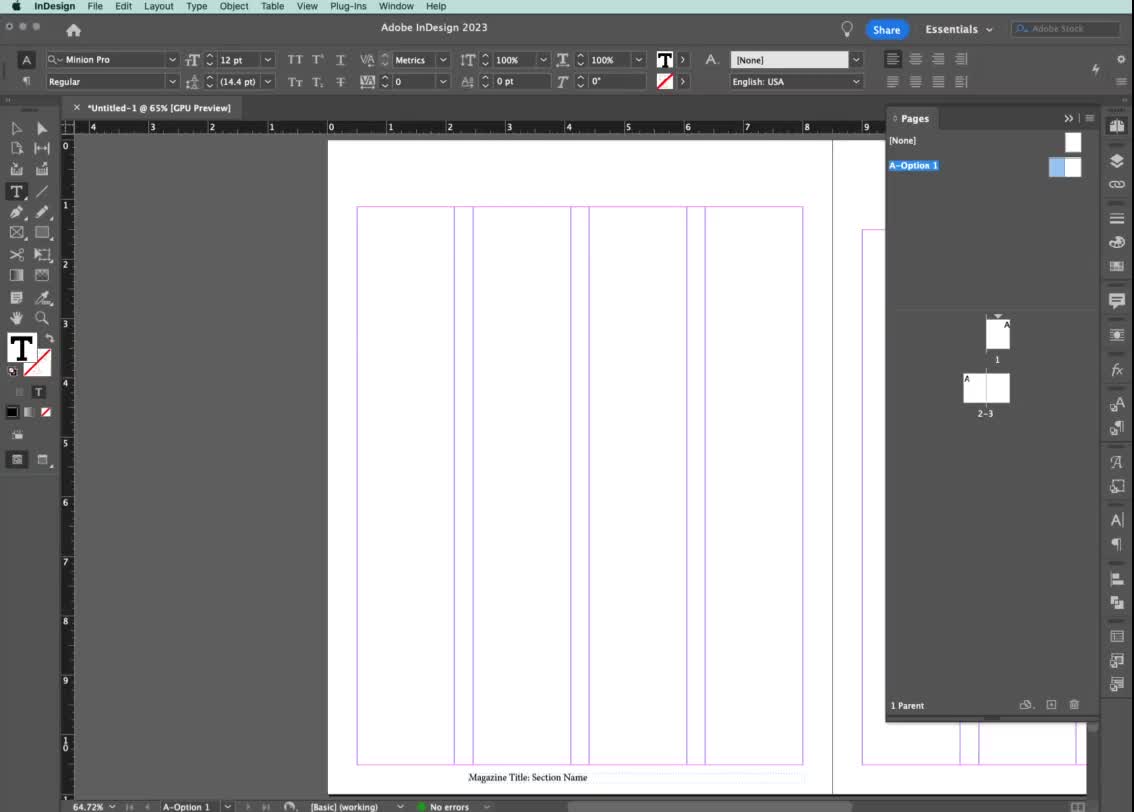 Adobe InDesign Automatic Page Numbers