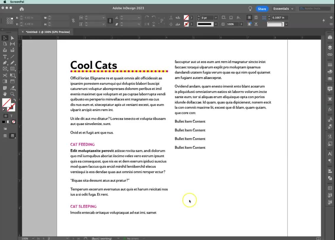Adobe InDesign Bullets & Hanging Punctuation