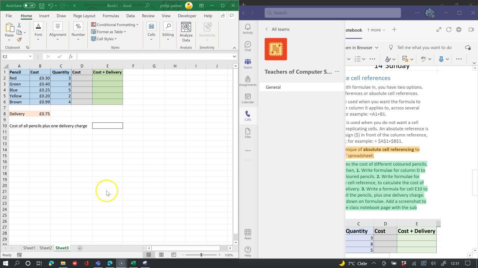 Spreadsheets L1 T3 Absolute Cell Referencing