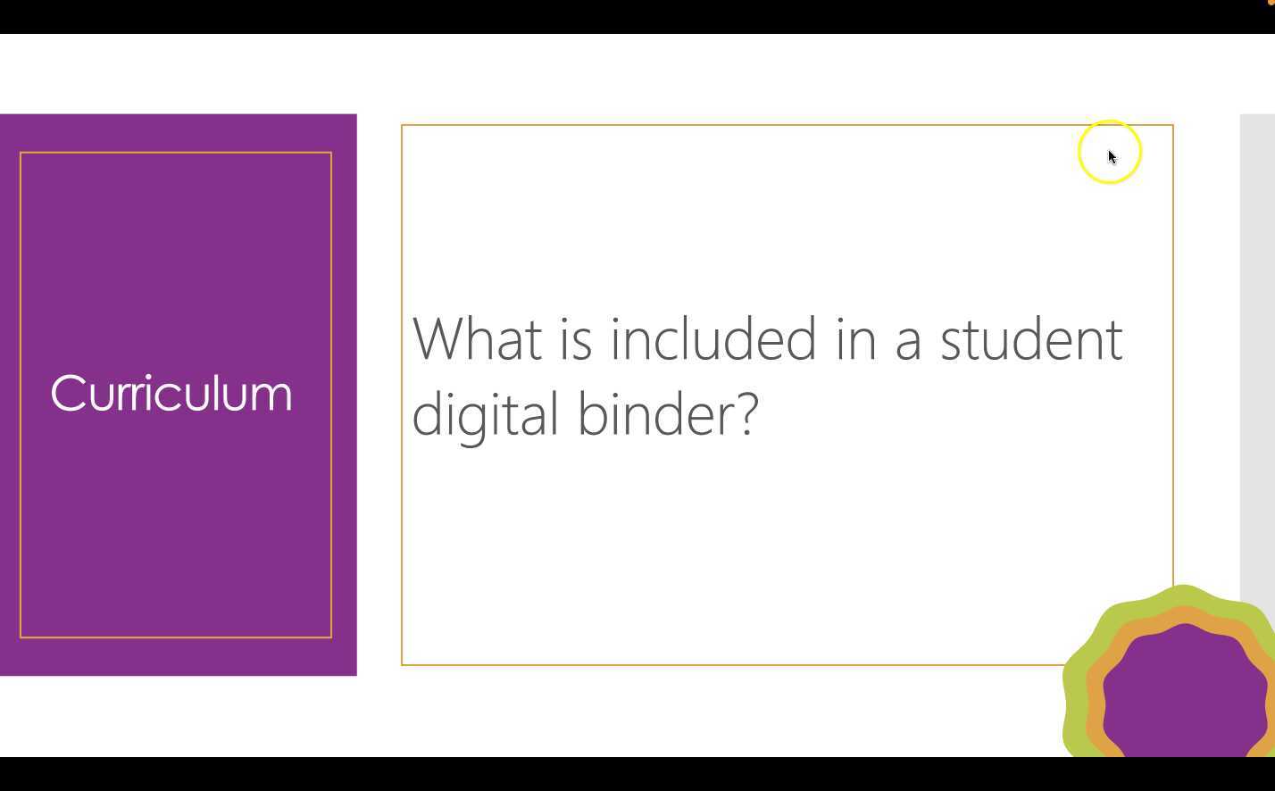What is included in a student's digital binder?