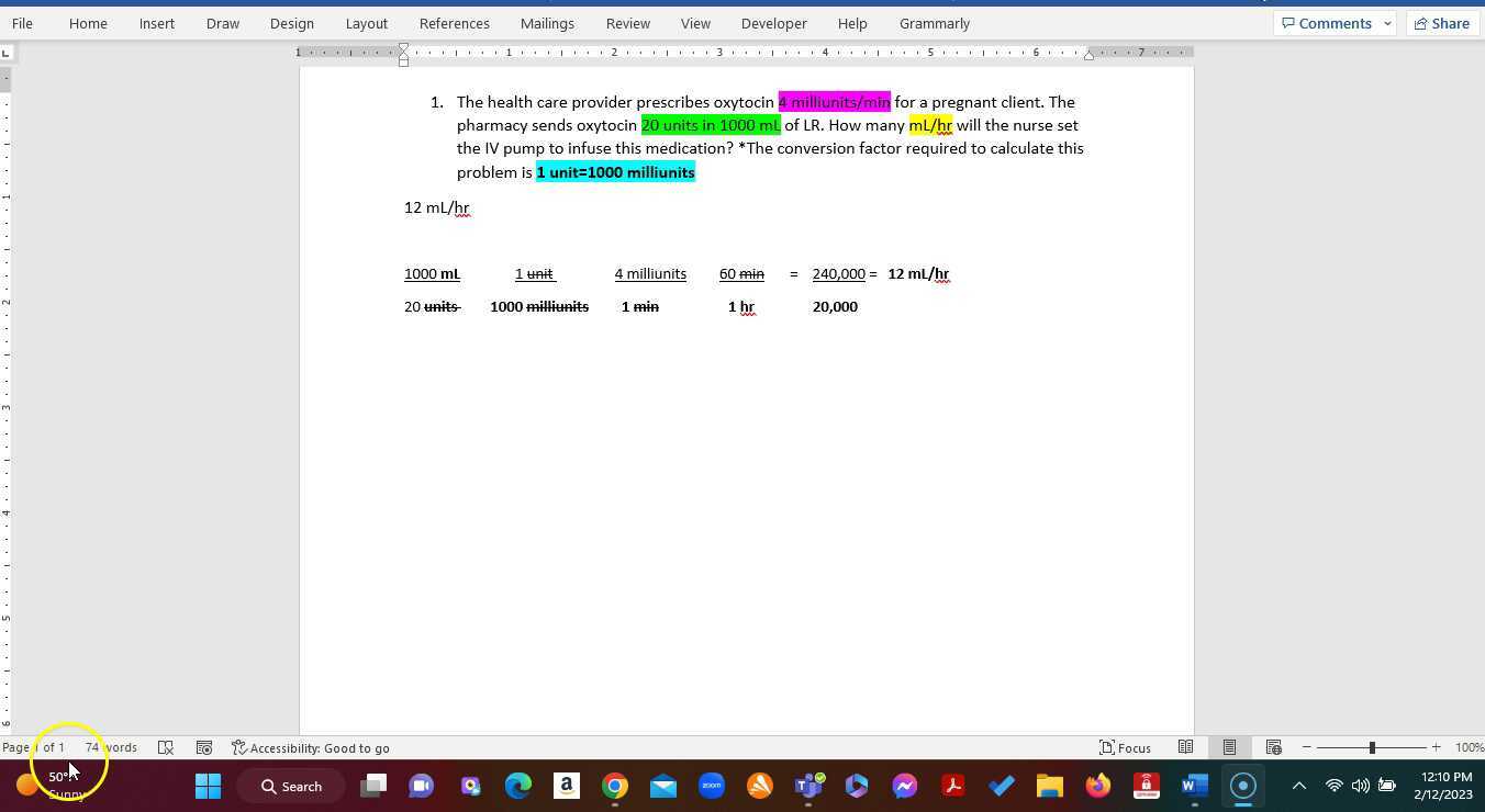 Oxytocin Math Problem