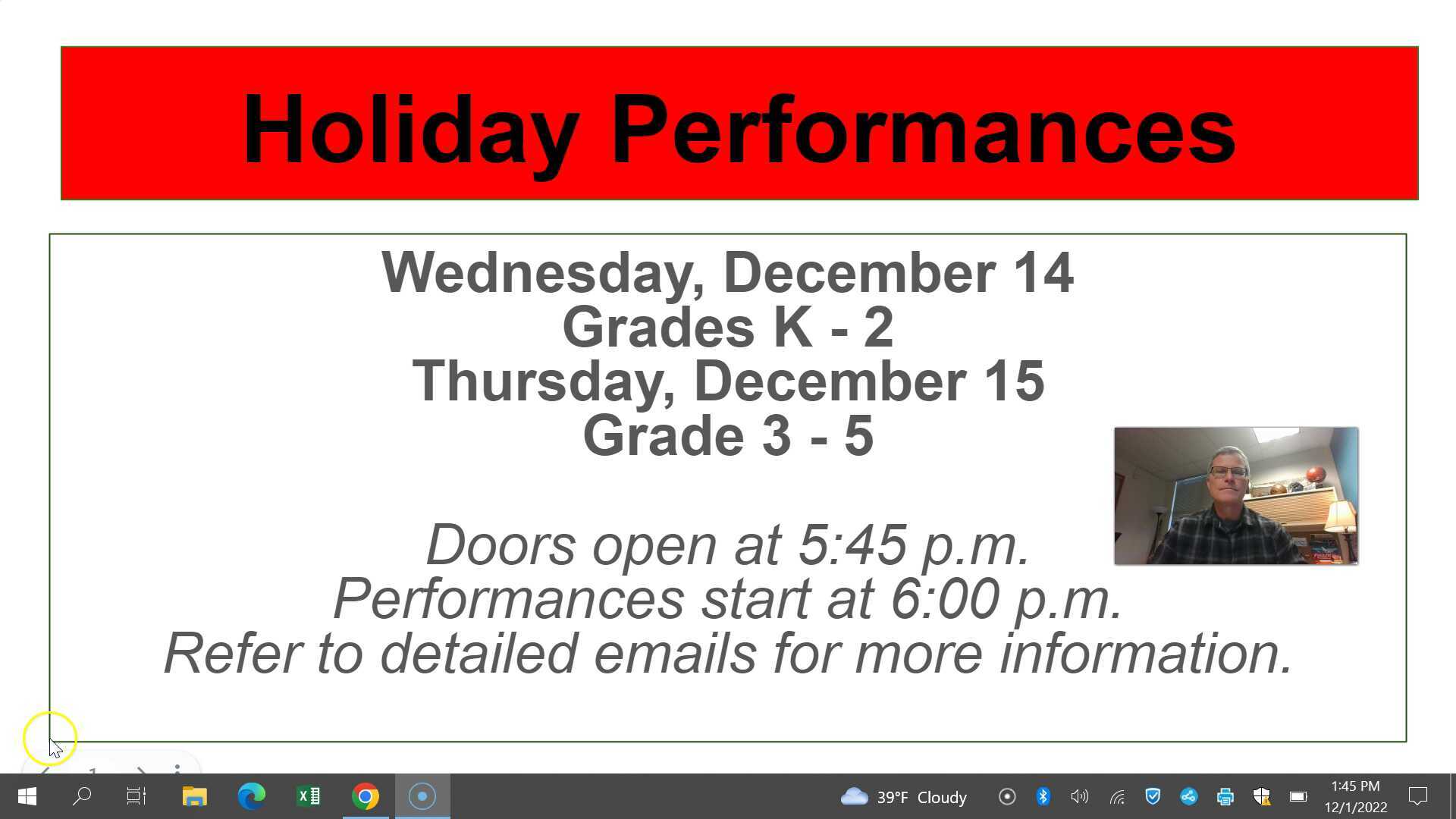 Holiday Performances