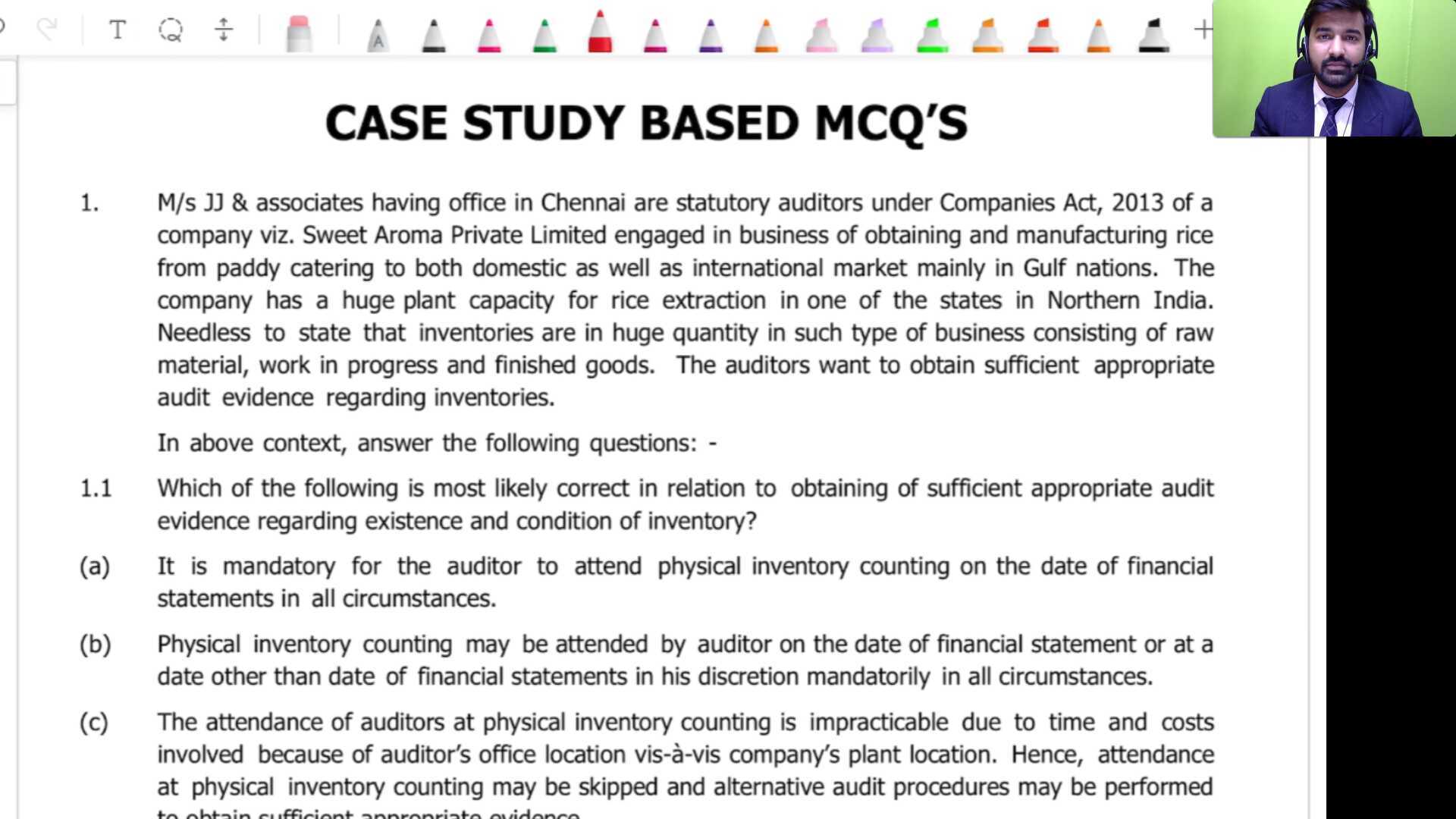 CA Inter Audit Case Study MCQ 1