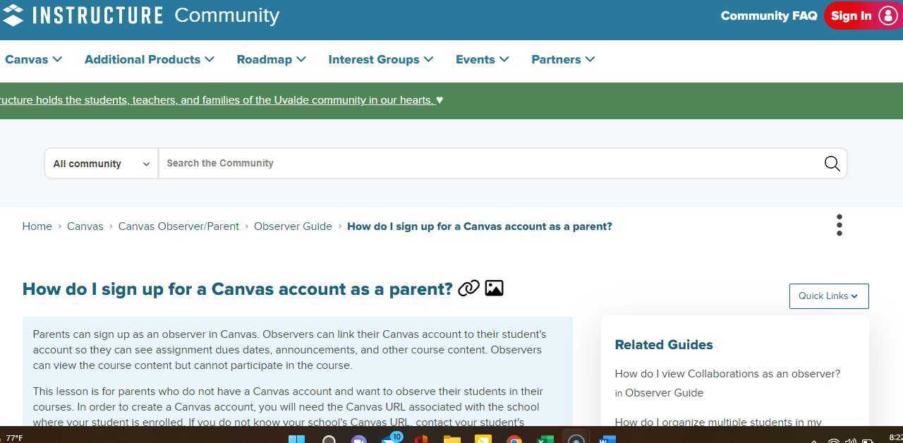 how to set up a Canvas Parent Account