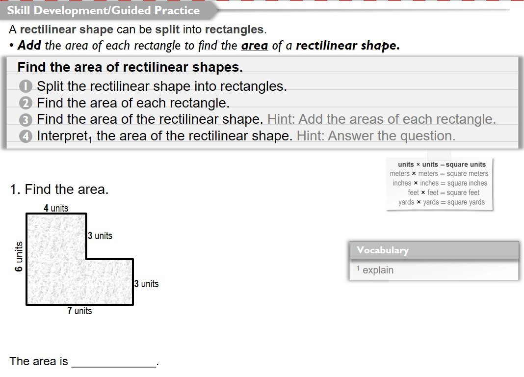 Find The Area Of Rectilinear Shapes Skill